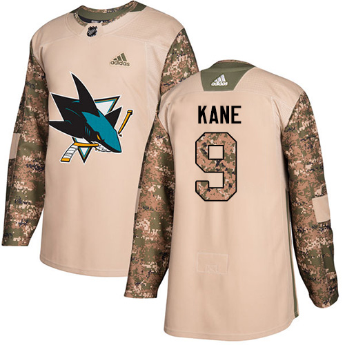Adidas Sharks #9 Evander Kane Camo Authentic 2017 Veterans Day Stitched Youth NHL Jersey